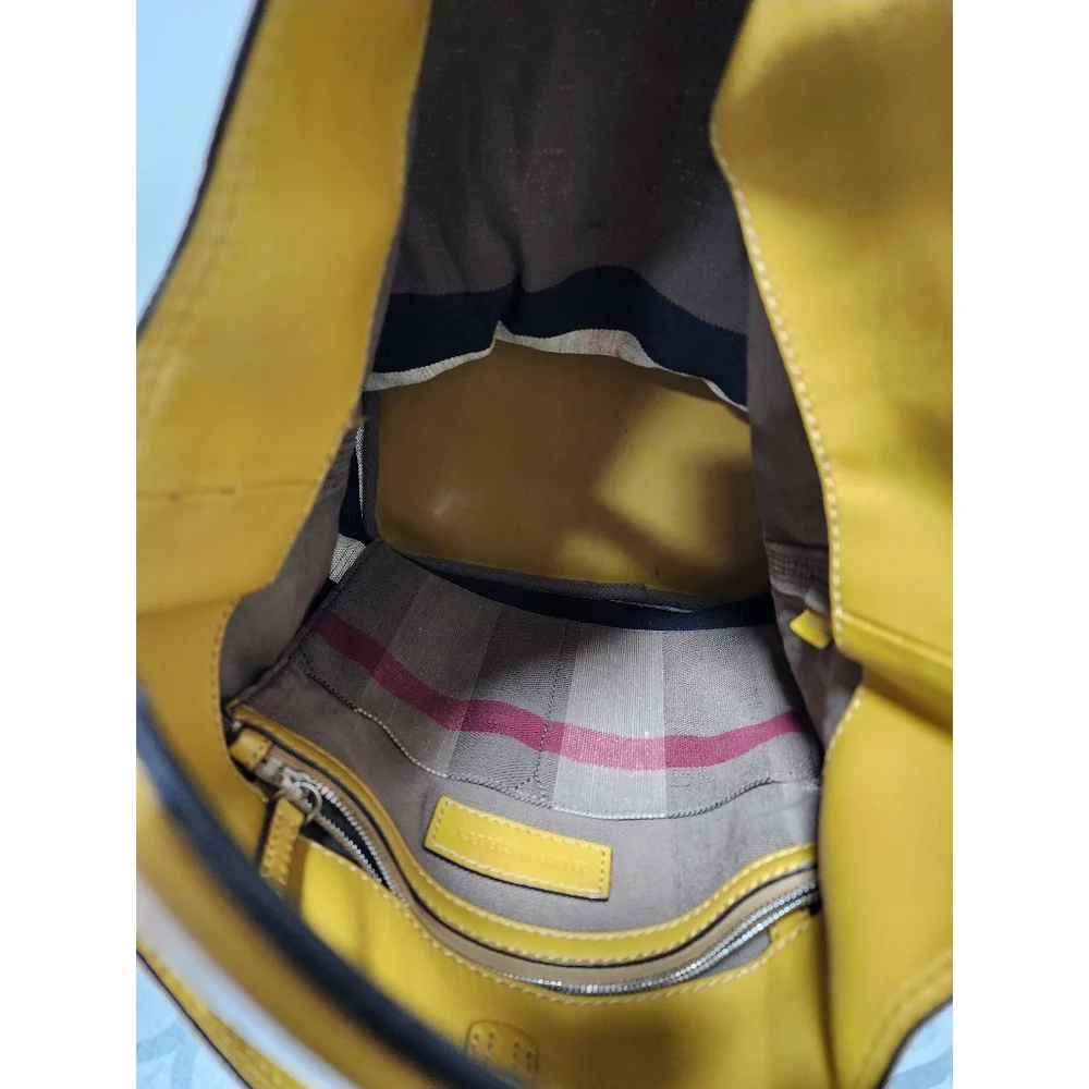 BURBERRY Canvas Mega Check Medium Ashby Hobo Saddle Bag Yellow/Beige